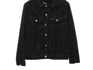 Mud dyed full print ripped denim jacket Replica